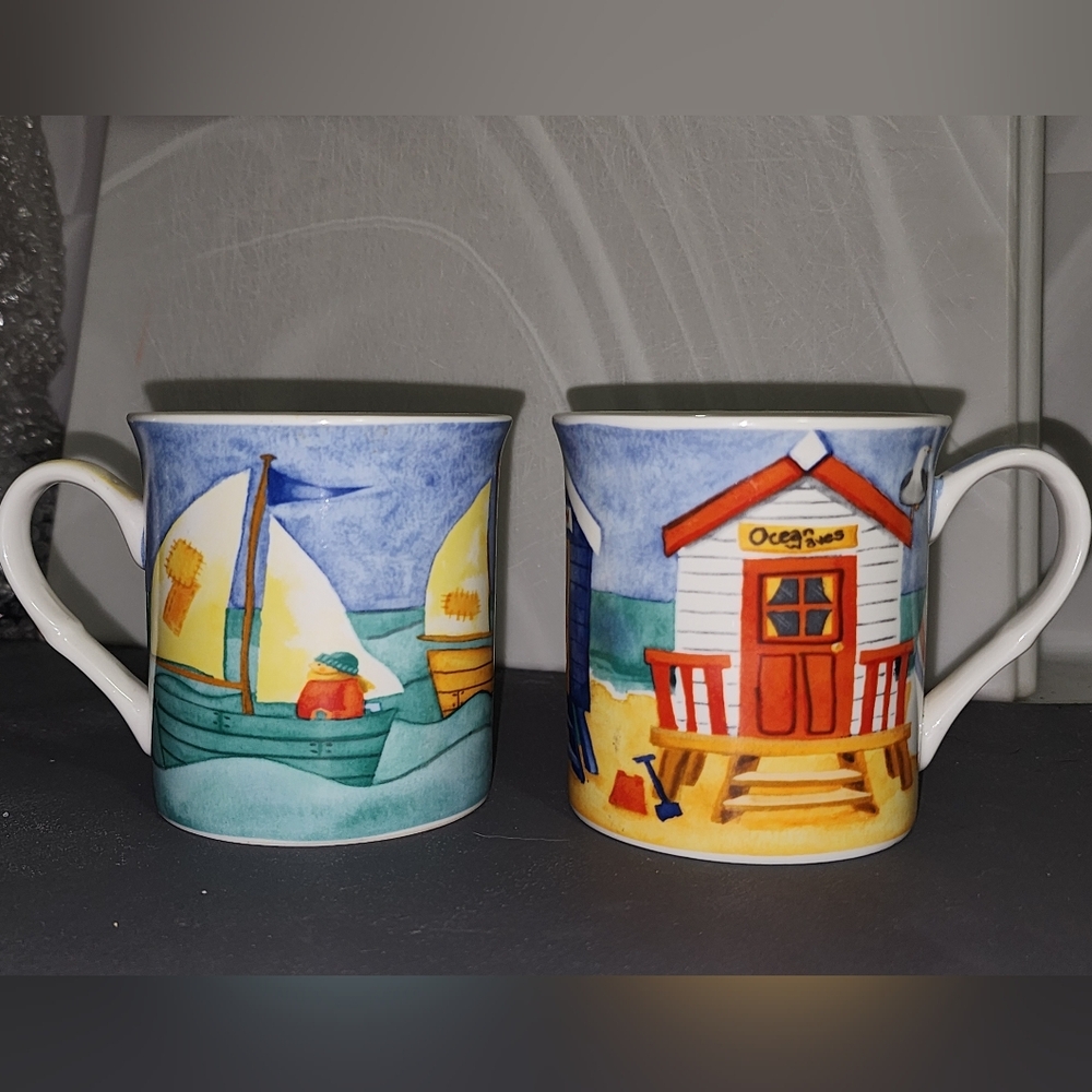 Colorful Beach Scene Mugs - Picture 1 of 2